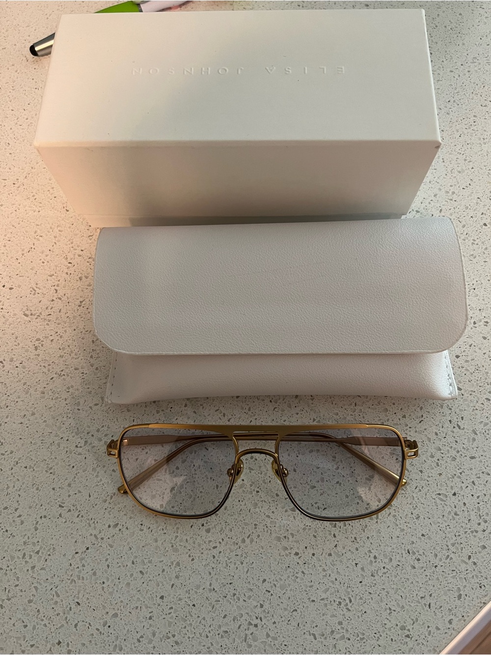 Gold Metal Aviator-Style Sunglasses with Light Brown Lenses - Picture 2 of 3